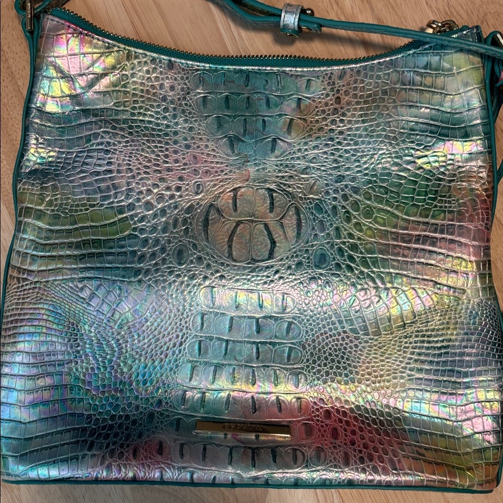 Brahmin gelato hard to find Kelly Iridescent Crocodile Embossed Shoulder Bag